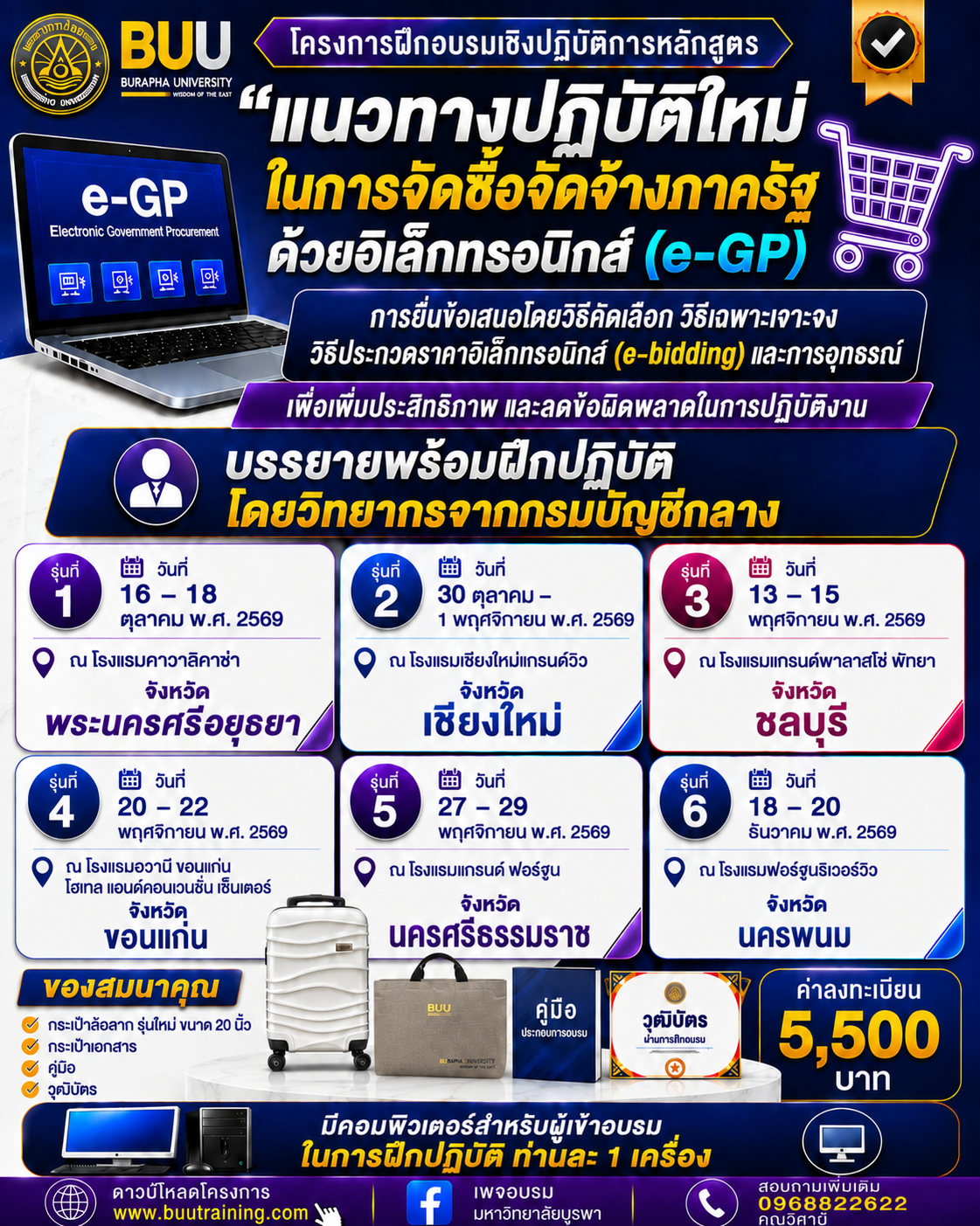 eGP รูปแบบใหม่ “แนวทางปฏิบัติใหม่ในการจัดซื้อจัดจ้างภาครัฐด้วยอิเล็กทรอนิกส์ (e-GP)  การยื่นข้อเสนอโดยวิธีคัดเลือก วิธีเฉพาะเจาะจง วิธีประกวดราคาอิเล็กทรอนิกส์ (e-bidding)  และการอุทธรณ์ เพื่อเพิ่มประสิทธิภาพ และลดข้อผิดพลาดในการปฏิบัติงาน”